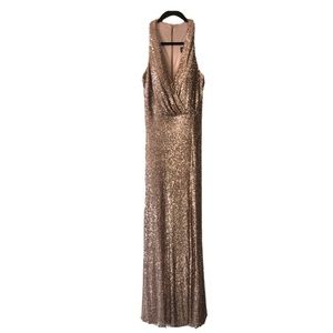 Xscape rose gold sequined gown